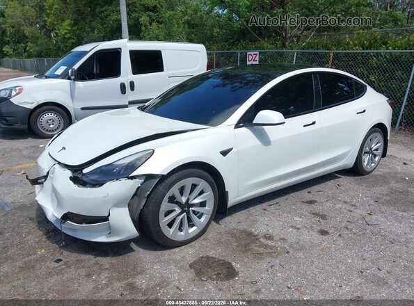 5YJ3E1EB8NF255177 2022 TESLA MODEL 3 Белый Передняя левая четверть