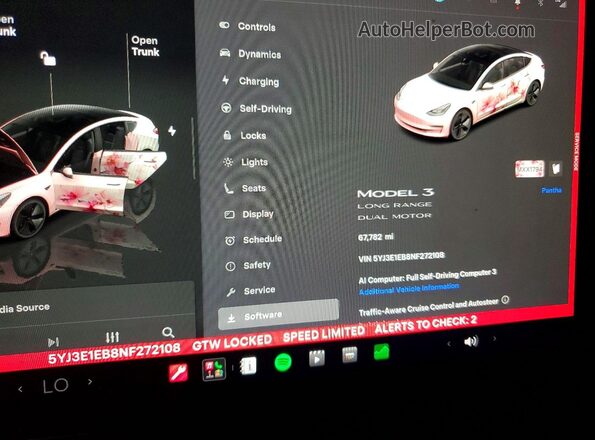5YJ3E1EB8NF272108 2022 TESLA MODEL Black Սարքավորումների վահանակի տեսք