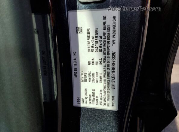 5YJ3E1EB8RF793397 2024 TESLA MODEL Угольный 