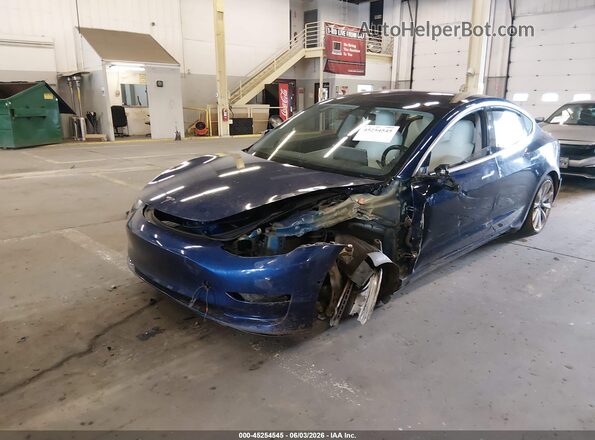 5YJ3E1EB9JF147693 2018 TESLA MODEL 3 Blue Передня ліва чверть
