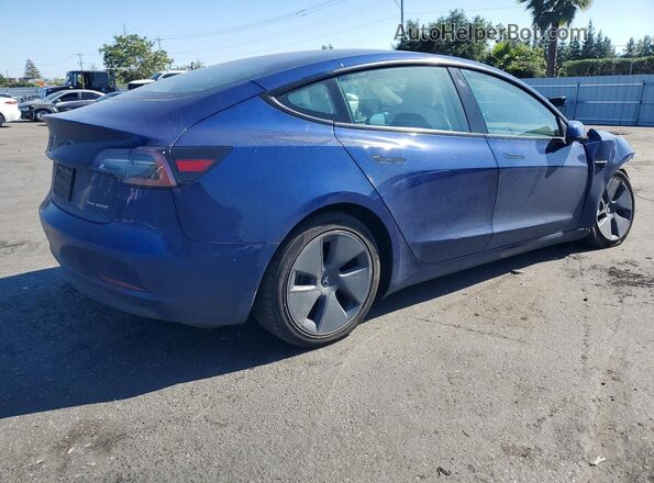 5YJ3E1EB9MF032855 2021 TESLA MODEL Синий Задняя правая четверть