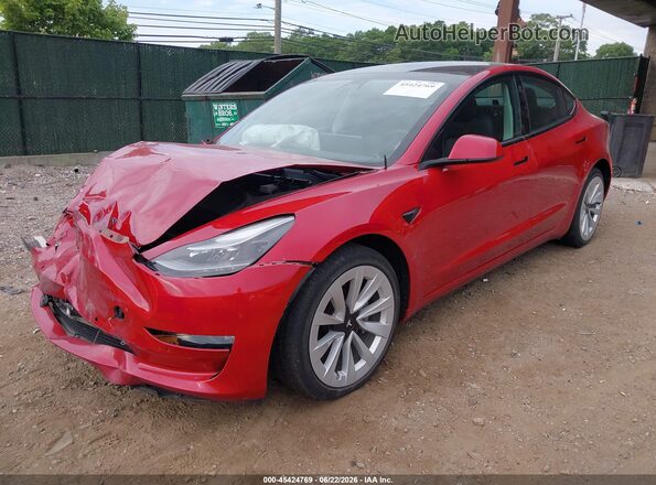 5YJ3E1EB9MF060865 2021 TESLA MODEL 3 Красный Передняя левая четверть