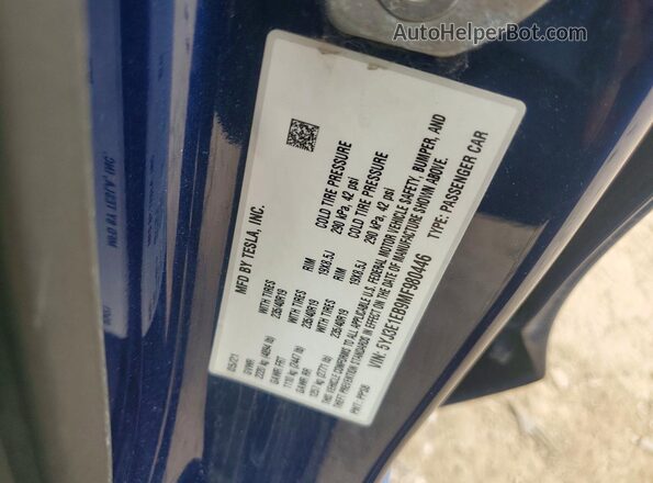 5YJ3E1EB9MF980446 2021 TESLA MODEL Blue 