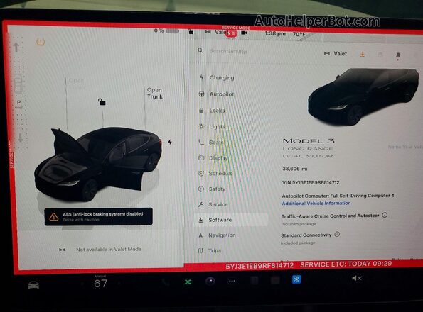 5YJ3E1EB9RF814712 2024 TESLA MODEL Black Вид щитка приладів