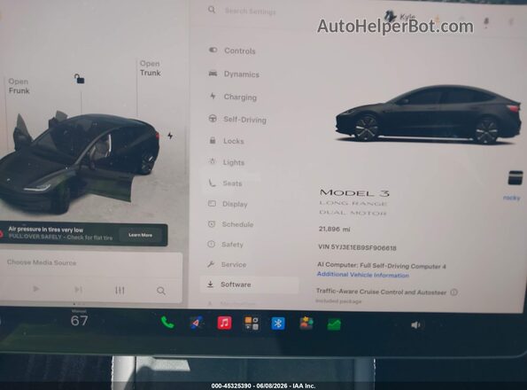 5YJ3E1EB9SF906618 2025 TESLA MODEL 3 Black 