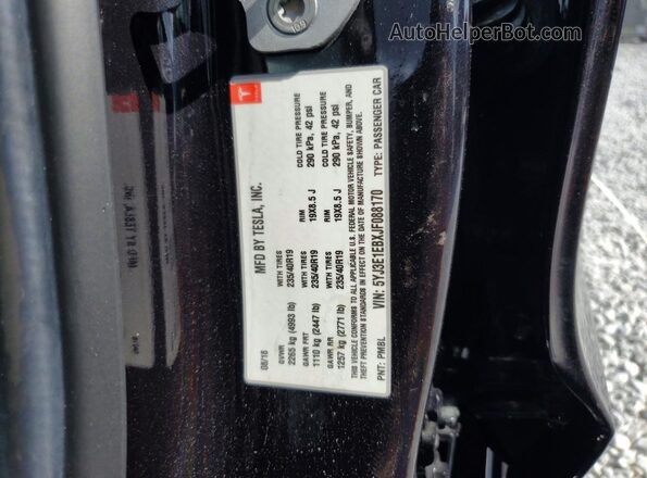 5YJ3E1EBXJF088170 2018 TESLA MODEL Black Շարժիչի բաժամունքի տեսք