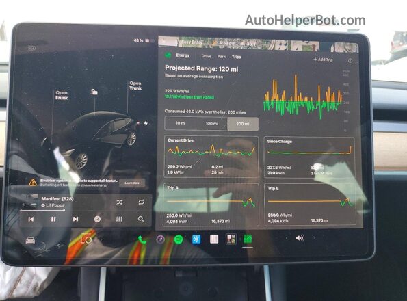 5YJ3E1EBXJF088170 2018 TESLA MODEL Black Սարքավորումների վահանակի տեսք