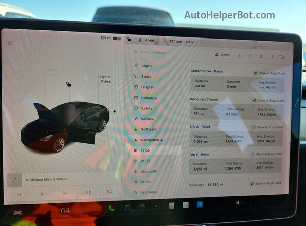 5YJ3E1EBXKF453335 2019 TESLA MODEL Black ხელსაწყოთა პანელის ხედი