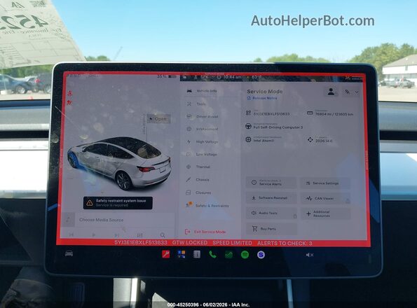 5YJ3E1EBXLF513633 2020 TESLA MODEL 3 White 