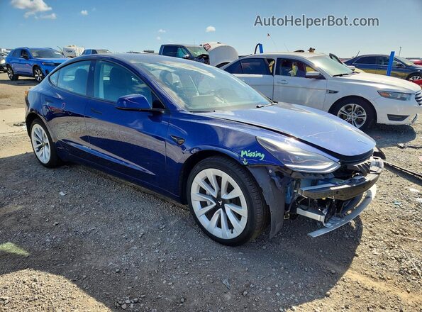 5YJ3E1EBXMF005941 2021 TESLA MODEL Blue Передня права чверть