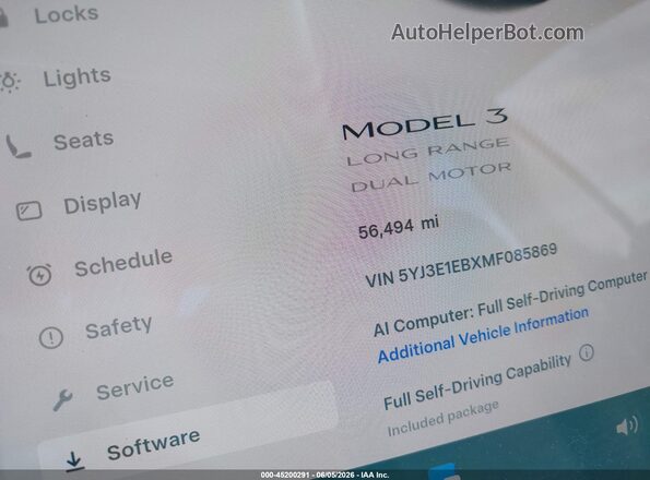 5YJ3E1EBXMF085869 2021 TESLA MODEL 3 Серый 