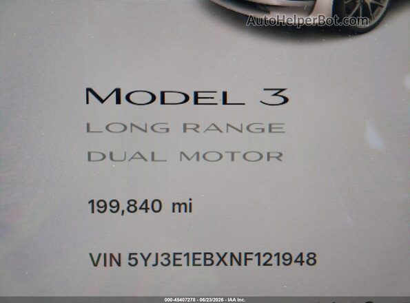 5YJ3E1EBXNF121948 2022 TESLA MODEL 3 White 