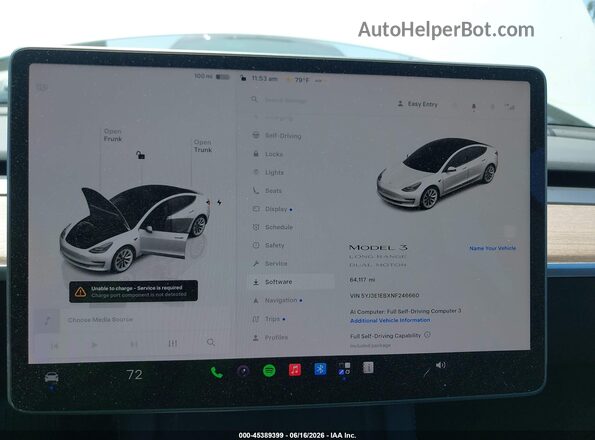 5YJ3E1EBXNF246660 2022 TESLA MODEL 3 White Rear seats view