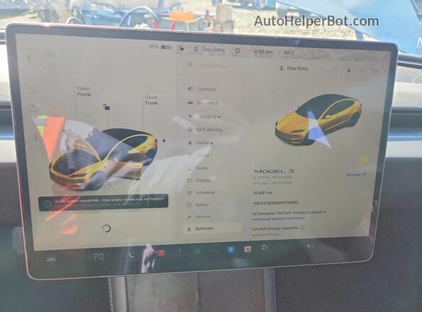 5YJ3E1EBXRF730561 2024 TESLA MODEL White Vista del cuadro de instrumentos