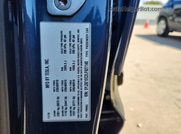 5YJ3E1EC2LF627148 2020 TESLA MODEL Серый Вид подкапотного пространства