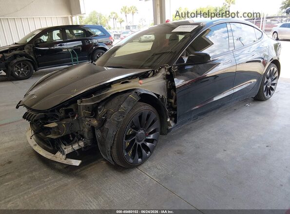 5YJ3E1EC5NF343290 2022 TESLA MODEL 3 Черный Передняя левая четверть