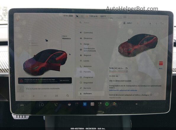 5YJ3E1EC8MF992399 2021 TESLA MODEL 3 Red Вид задніх сидінь