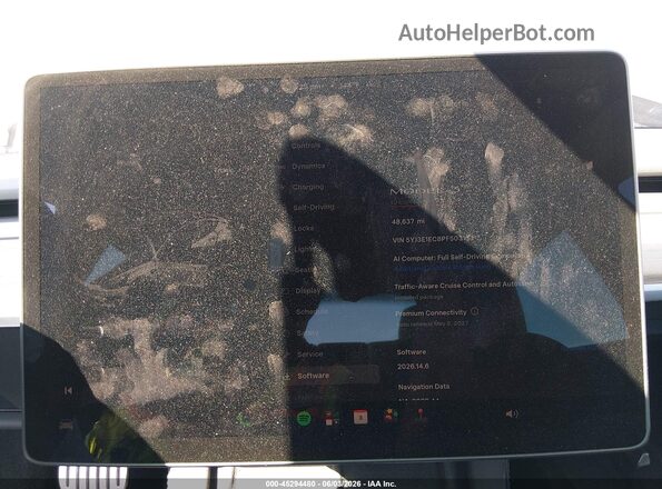 5YJ3E1EC8PF503133 2023 TESLA MODEL 3 Gray Vista de los asientos traseros
