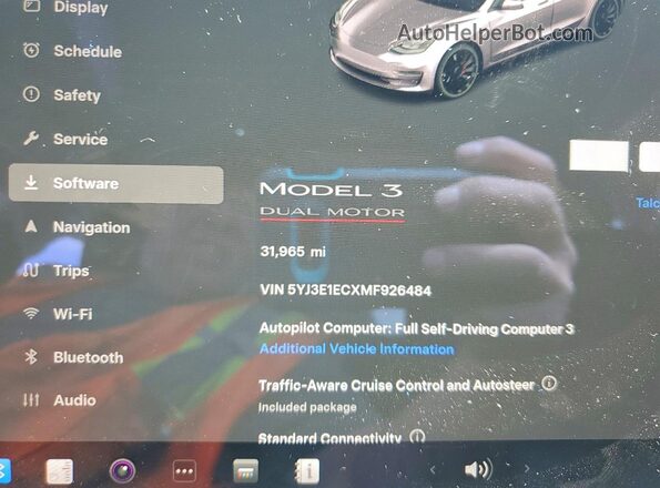 5YJ3E1ECXMF926484 2021 TESLA MODEL White Вид щитка приладів