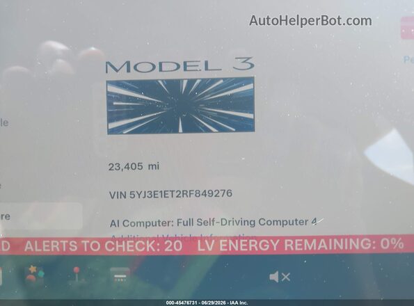 5YJ3E1ET2RF849276 2024 TESLA MODEL 3 Красный Вид задних сидений