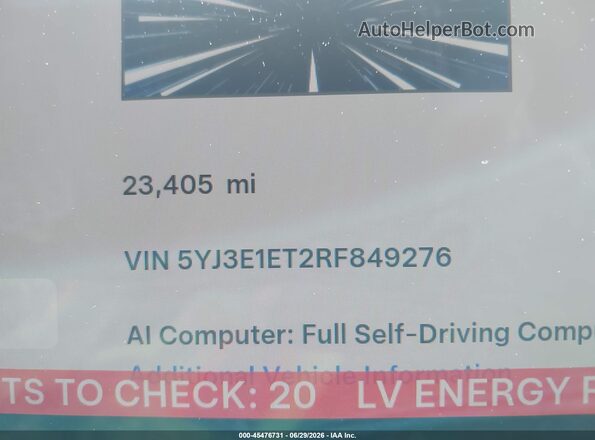 5YJ3E1ET2RF849276 2024 TESLA MODEL 3 Красный 
