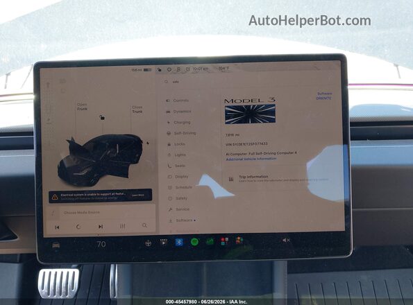 5YJ3E1ET2SF077433 2025 TESLA MODEL 3 Black Vista de los asientos traseros
