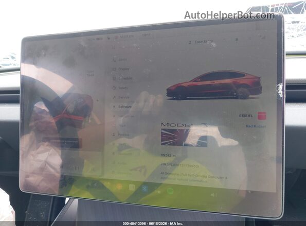 5YJ3E1ET3RF769601 2024 TESLA MODEL 3 Красный Вид задней части салона