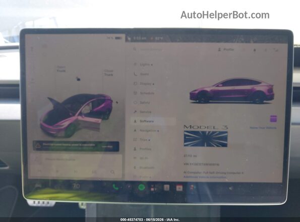 5YJ3E1ETXRF855116 2024 TESLA MODEL 3 Black უკანა სავარძლების ხედი