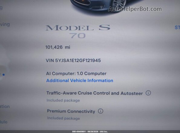 5YJSA1E12GF121945 2016 TESLA MODEL S Gray 