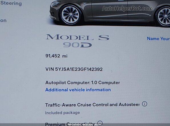 5YJSA1E23GF142392 2016 TESLA MODEL S Brown Widok tylnych siedzeń