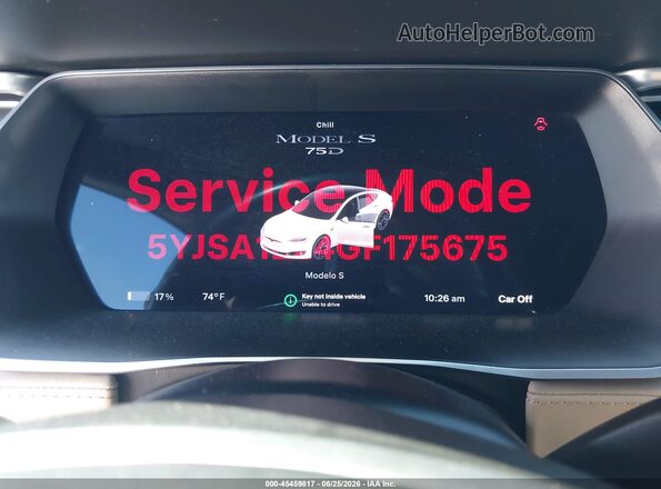 5YJSA1E24GF175675 2016 TESLA MODEL S White Հետևի նստատեղերի տեսք