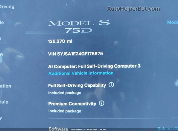 5YJSA1E24GF175675 2016 TESLA MODEL S White Սալոնի 360 աստիճան տեսք
