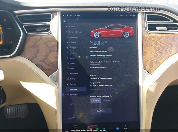 5YJSA1E27HF208198 2017 TESLA MODEL S Красный 