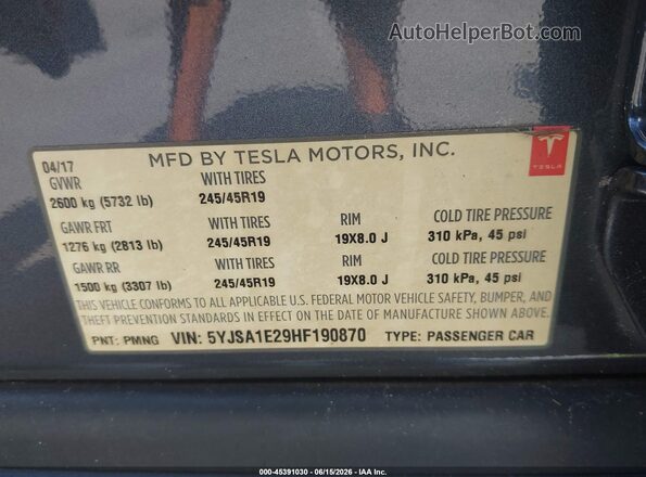 5YJSA1E29HF190870 2017 TESLA MODEL S Navy Вид подкапотного пространства