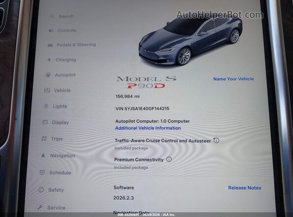 5YJSA1E40GF144215 2016 TESLA MODEL S Gray Vista de los asientos traseros