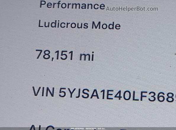 5YJSA1E40LF368997 2020 TESLA MODEL S Gray 