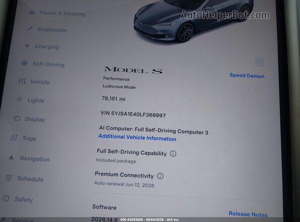 5YJSA1E40LF368997 2020 TESLA MODEL S Gray Vista de los asientos traseros