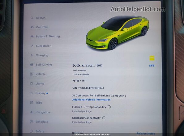5YJSA1E47KF313641 2019 TESLA MODEL S Gray Vista de los asientos traseros