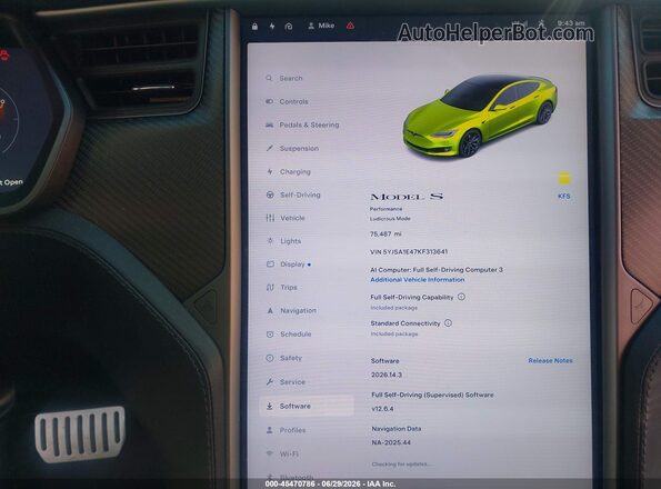 5YJSA1E47KF313641 2019 TESLA MODEL S Gray 