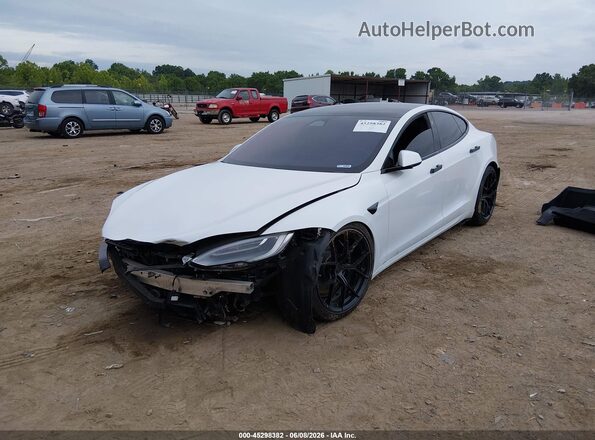 5YJSA1E56MF435452 2021 TESLA MODEL S White Առջևի ձախ երեք քառորդ տեսարան