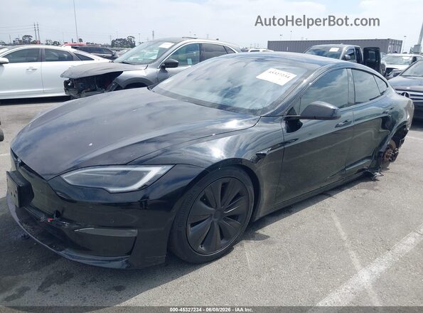 5YJSA1E58NF487344 2022 TESLA MODEL S Black Առջևի ձախ երեք քառորդ տեսարան