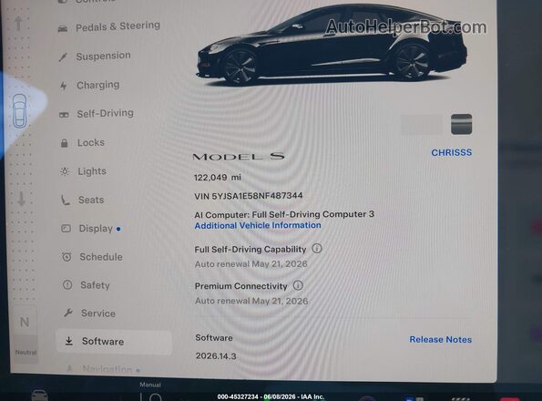 5YJSA1E58NF487344 2022 TESLA MODEL S Black Հետևի նստատեղերի տեսք