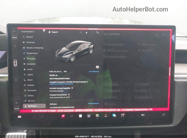 5YJSA1E5XNF471629 2022 TESLA MODEL S Black 