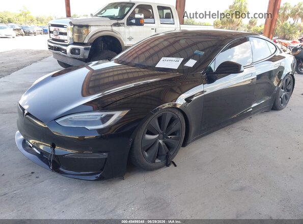 5YJSA1E63MF448992 2021 TESLA MODEL S Black Передня ліва чверть