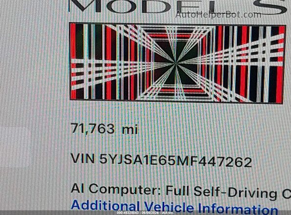 5YJSA1E65MF447262 2021 TESLA MODEL S Белый 