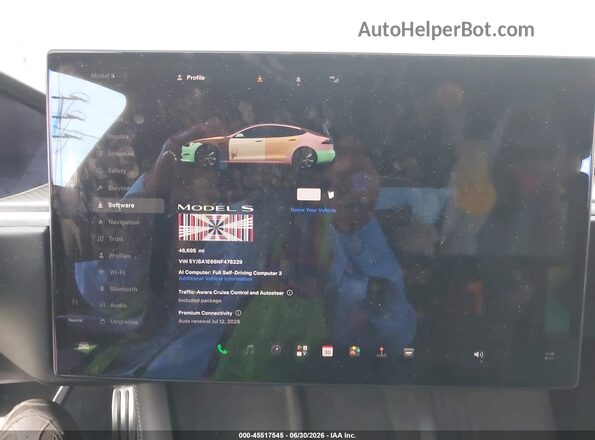 5YJSA1E66NF478229 2022 TESLA MODEL S Черный Вид задних сидений
