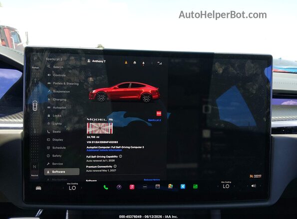 5YJSA1E68MF452083 2021 TESLA MODEL S Red Widok tylnych siedzeń