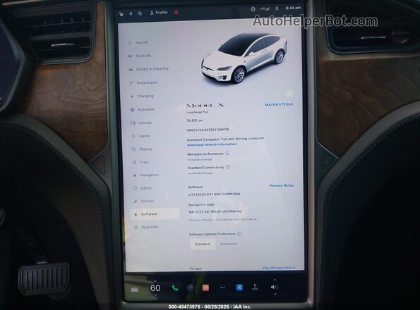 5YJXCAE25LF286018 2020 TESLA MODEL X Белый 