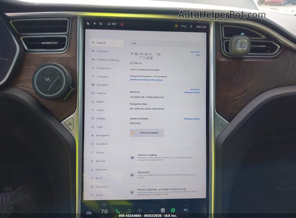 5YJXCBE23GF020444 2016 TESLA MODEL X Gray 
