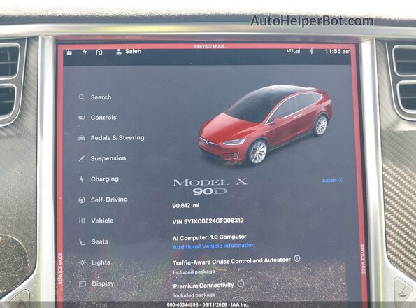 5YJXCBE24GF006312 2016 TESLA MODEL X Red Rear seats view